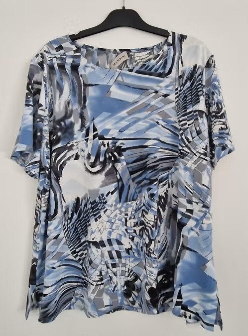 Vrolijk Shirt - maat 44 - Bassini, Blauw, Maat 42/44 (L), Ophalen of Verzenden, Korte mouw