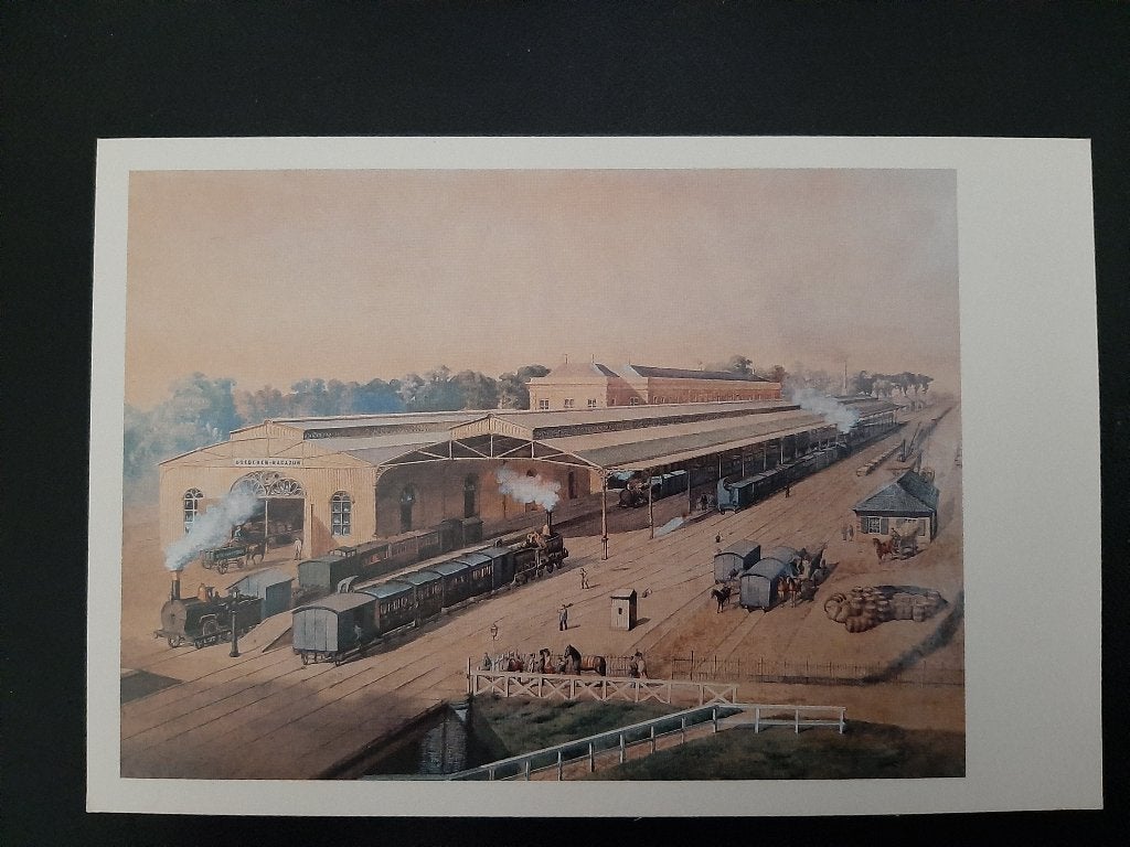 Ansichtkaarten/ prenten, Station en Seinpaal, ongelopen., Verzenden, Zo goed als nieuw, Trein, Kaart of Prent