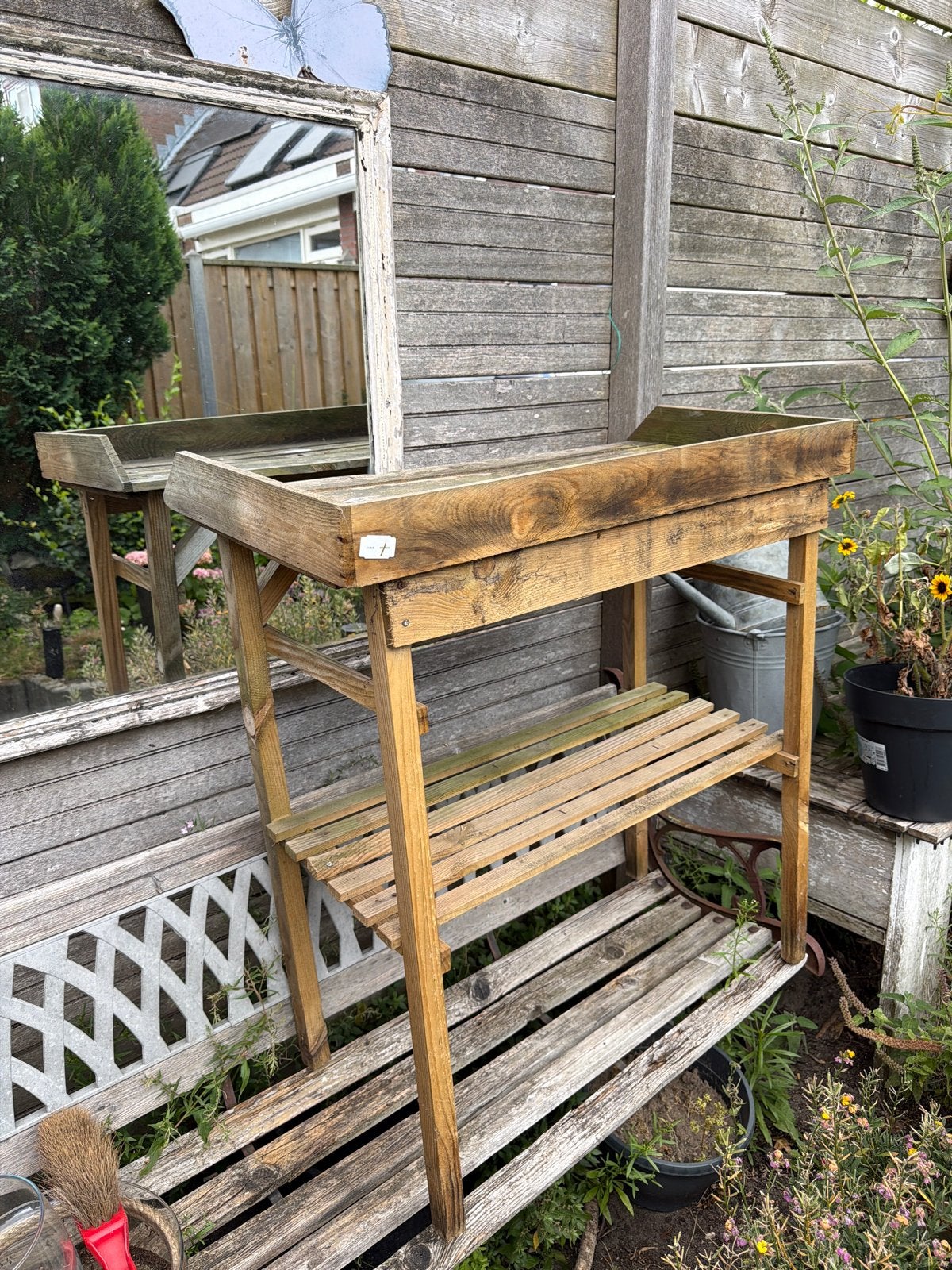 Gratis houten oppottafel voor tuin of schuur, Ophalen, Gebruikt, Rechthoekig, Hout