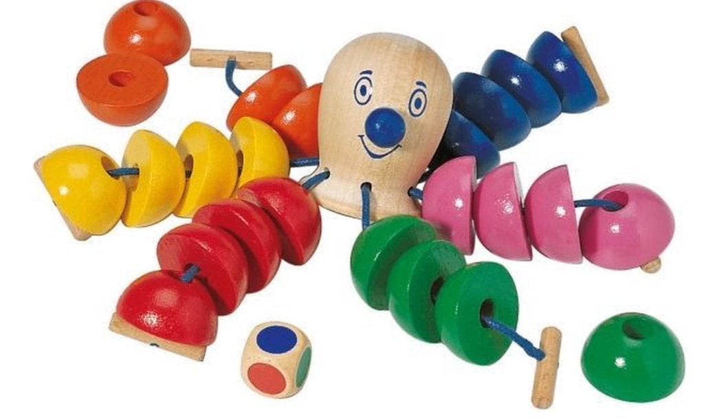 Ottokar Rijgspel Octopus Junior Hout 26-delig - Selecta, Ophalen of Verzenden, Zo goed als nieuw