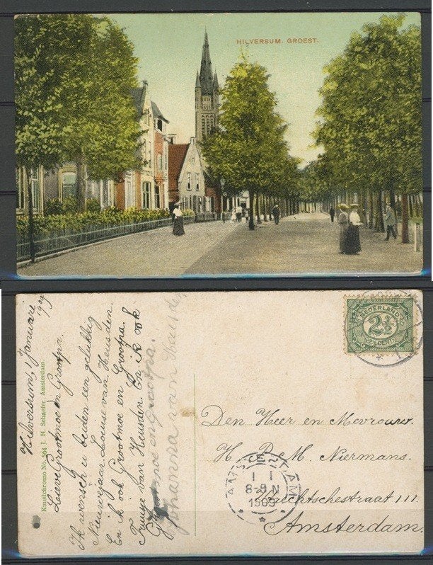 Oud Hilversum 1909 Groest Foto Ansichtkaart 1088g jdu, Ophalen of Verzenden, Voor 1920, Gelopen, Noord-Holland