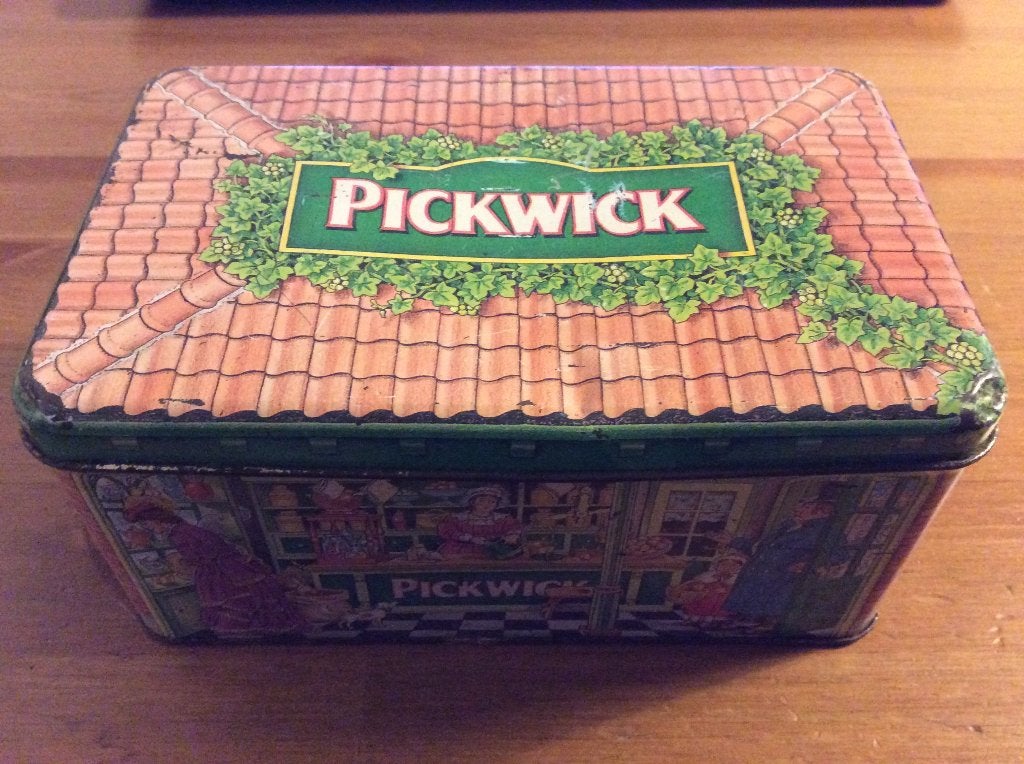 vintage Pickwick theeblik "the Pickwick Teashop", Ophalen of Verzenden, Gebruikt, Thee, Pickwick