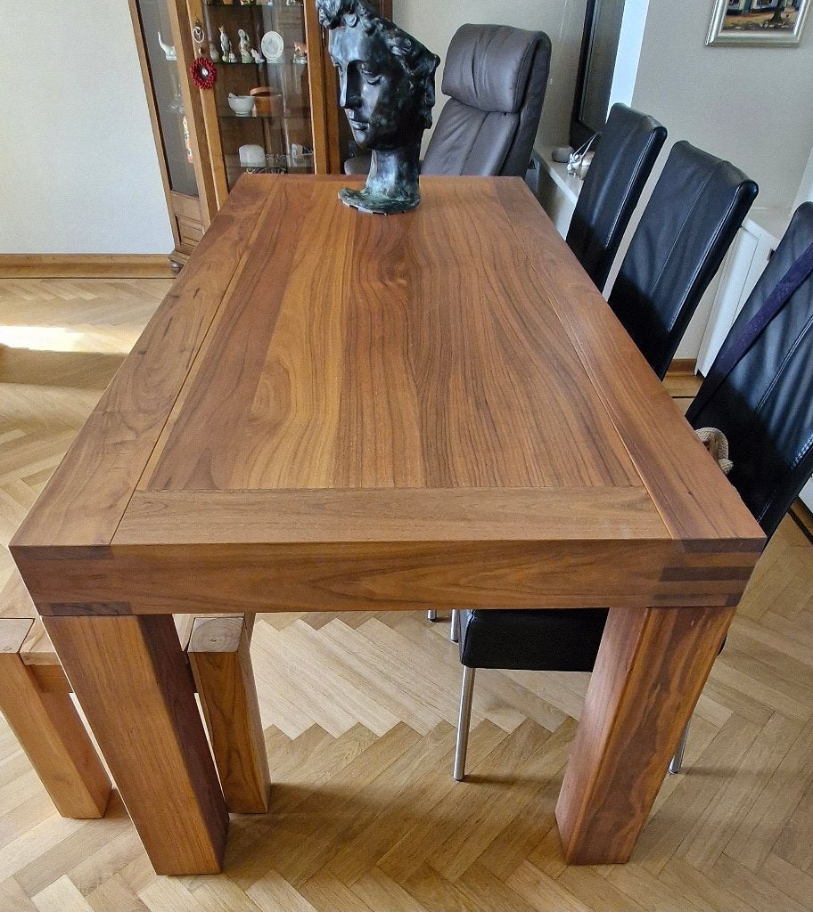 Houten eettafel Goossens model Roots, Huis en Inrichting, Ophalen, Gebruikt, Klassiek, 200 cm of meer