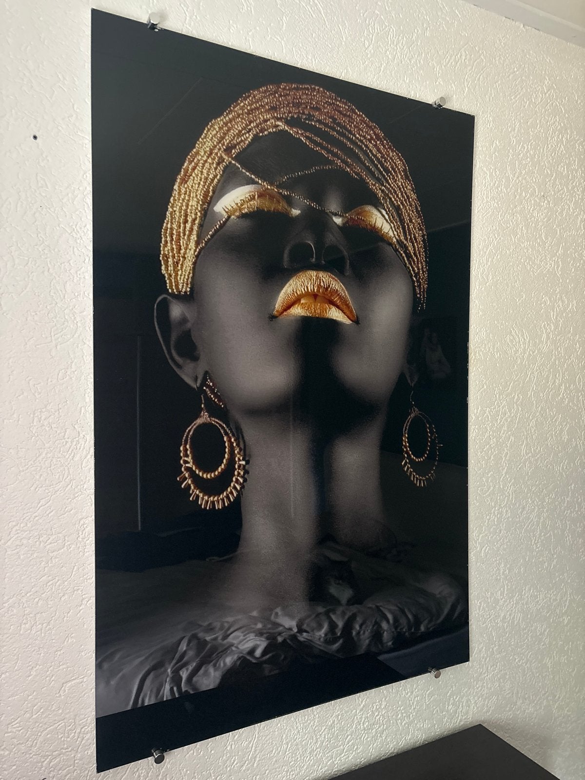 wanddecoratie plexiglas: Vrouw met gouden accenten, Ophalen, Gebruikt, 75 tot 100 cm, Print