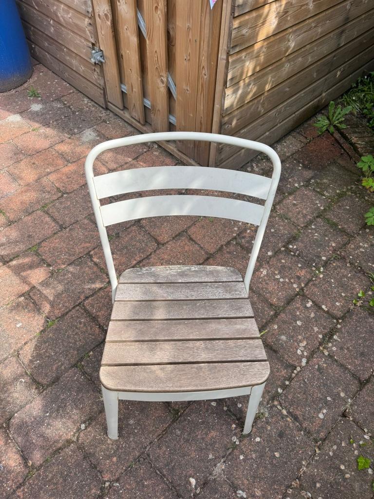 garden chairs, wood and metal - good condition, Ophalen, Outdoor, Gebruikt, Wit