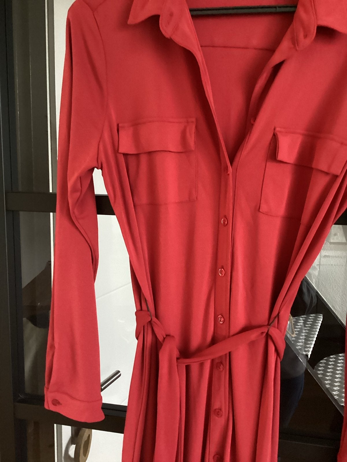 Rode travelstof jurk &Co Woman - Veelzijdig en comfortabel, Maat 38/40 (M), Ophalen of Verzenden, Zo goed als nieuw, Knielengte