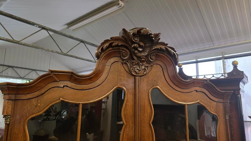 Hollands 18e eeuws eiken vitrine kabinet, Ophalen of Verzenden