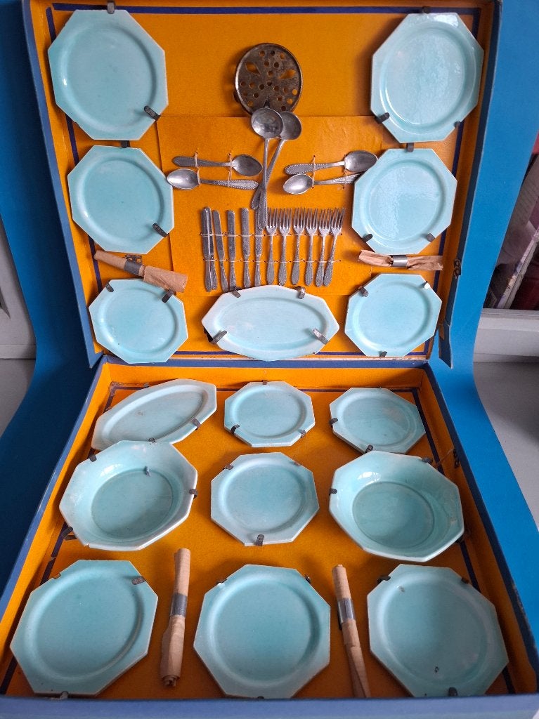 1920-30 porseleine kinderservies -Gien Frankrijk-, Ophalen of Verzenden