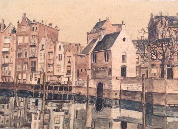 Oude Tekening van het zakkendragershuisje in Rotterdam, Ophalen of Verzenden
