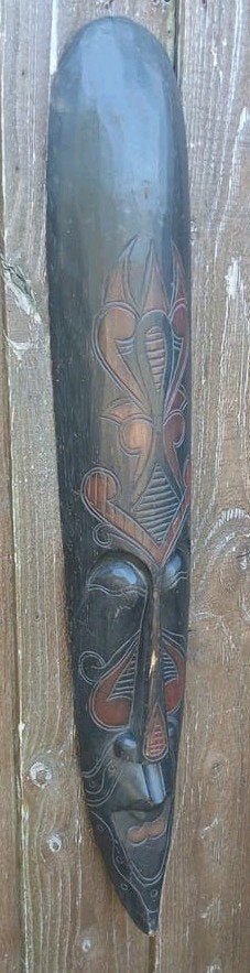 Decoratief houten masker, handgesneden, 100 cm, Antiek en Kunst, Hout, Masker, Zwart, Ophalen of Verzenden