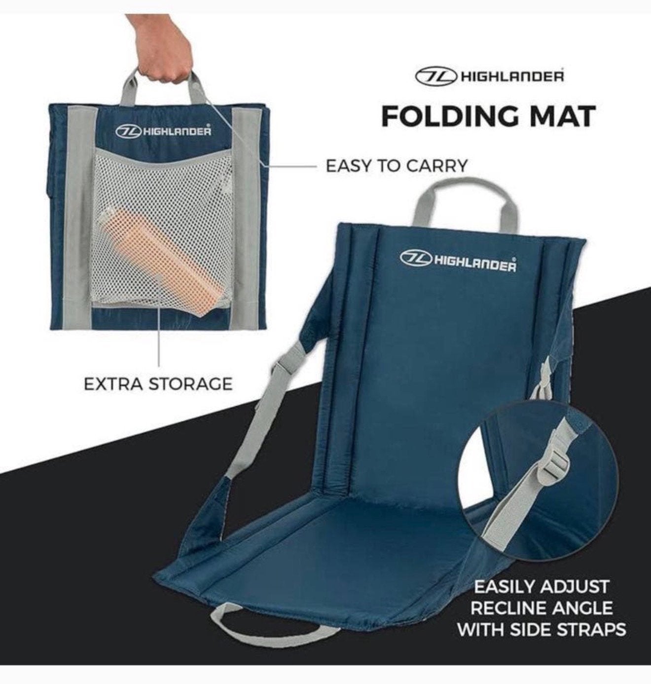 Highlander Opvouwbare Outdoor Zitmat stoel kussen buiten mat, Nieuw, Campingstoel, K, K