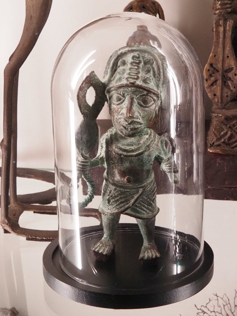 Benin warrior brons, Nigeria(170305-35), Antiek en Kunst, Afrika, Handgemaakt, Ophalen of Verzenden, 18 cm