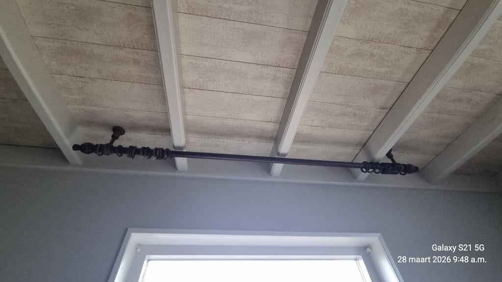 Donkerbruine gordijnroede met ringen, Ophalen of Verzenden, Minder dan 100 cm