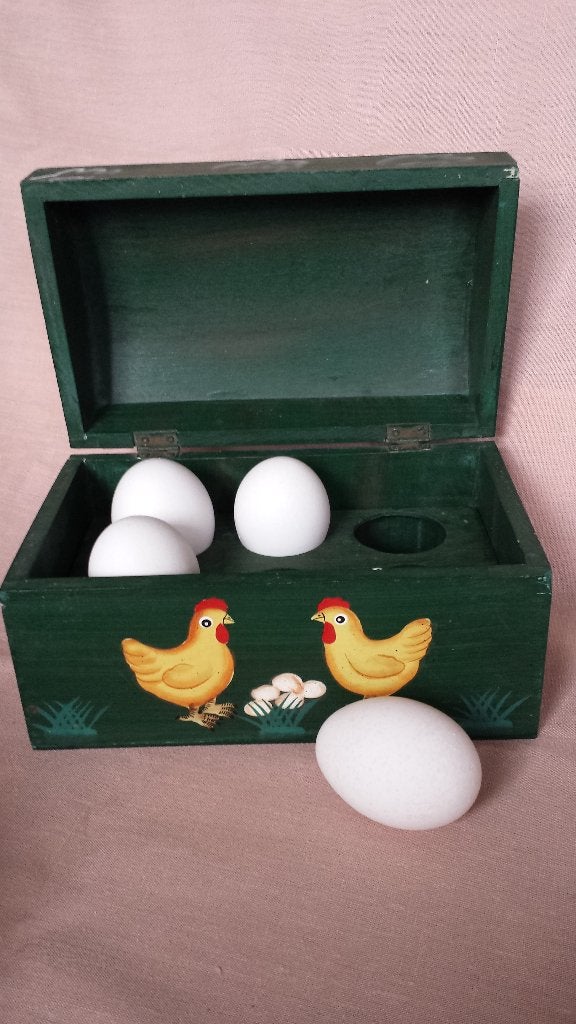 Houten EIERDOOS <> Bewaardoos voor Eitjes <> VOORRAAD-DOOS, Hout, Ophalen of Verzenden, Groen, Overige typen
