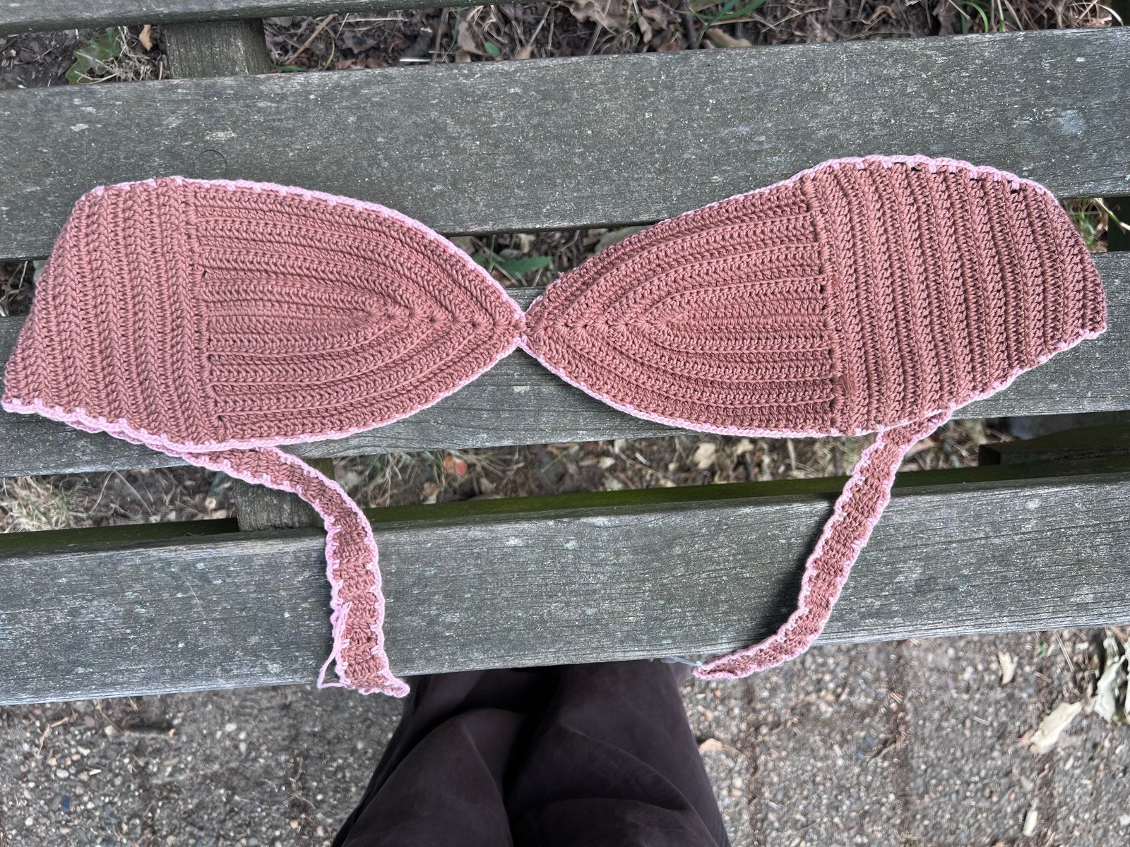 Gehaakte bikinitop - Roze/Bruin, Ophalen of Verzenden, Nieuw, Meerkleurig, Bikini
