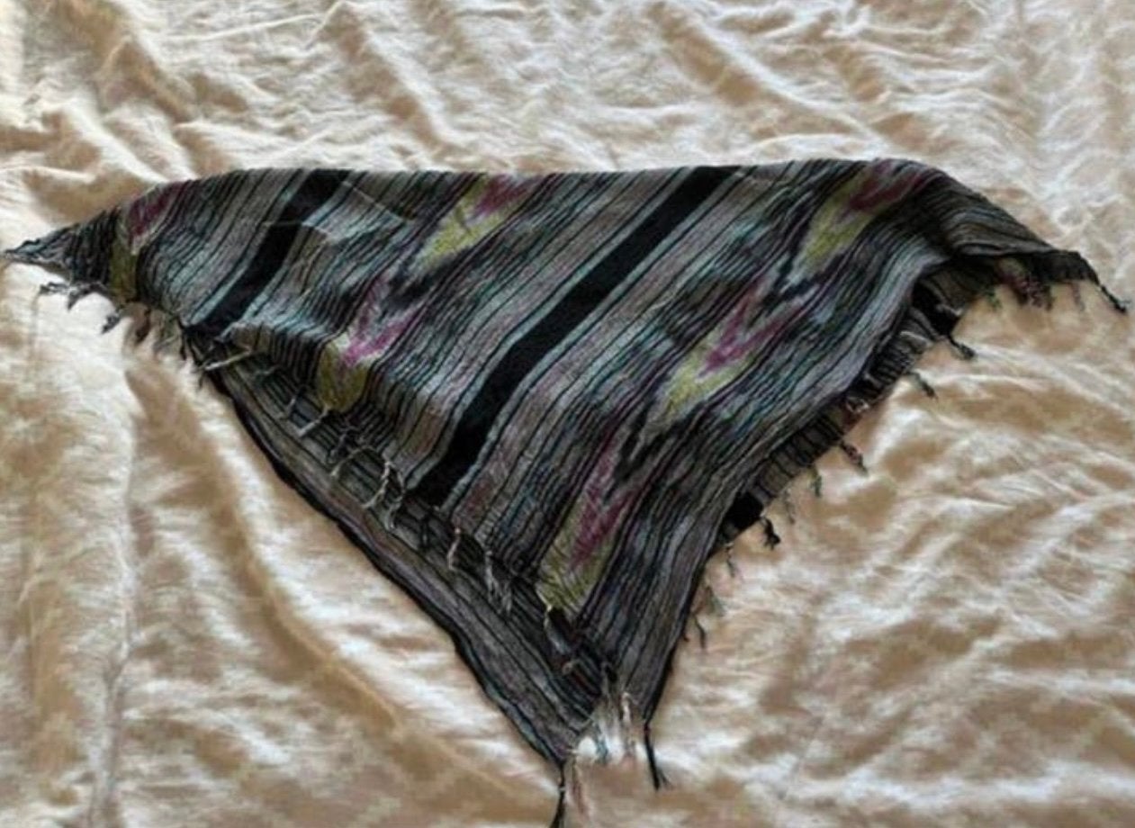 Meerkleurige sjaal met franjes - vierkant - boho style, Ophalen of Verzenden
