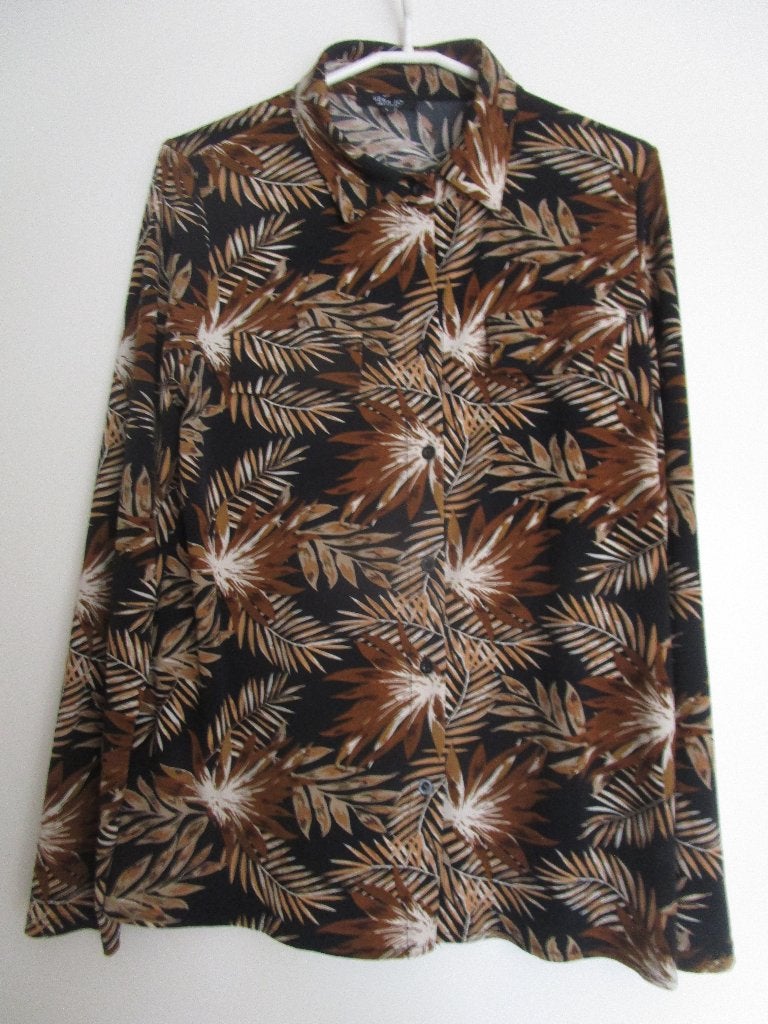 Vera Jo blouse maat L lange mouw bruin, Maat 38/40 (M), Bruin, Vera Jo, Ophalen of Verzenden