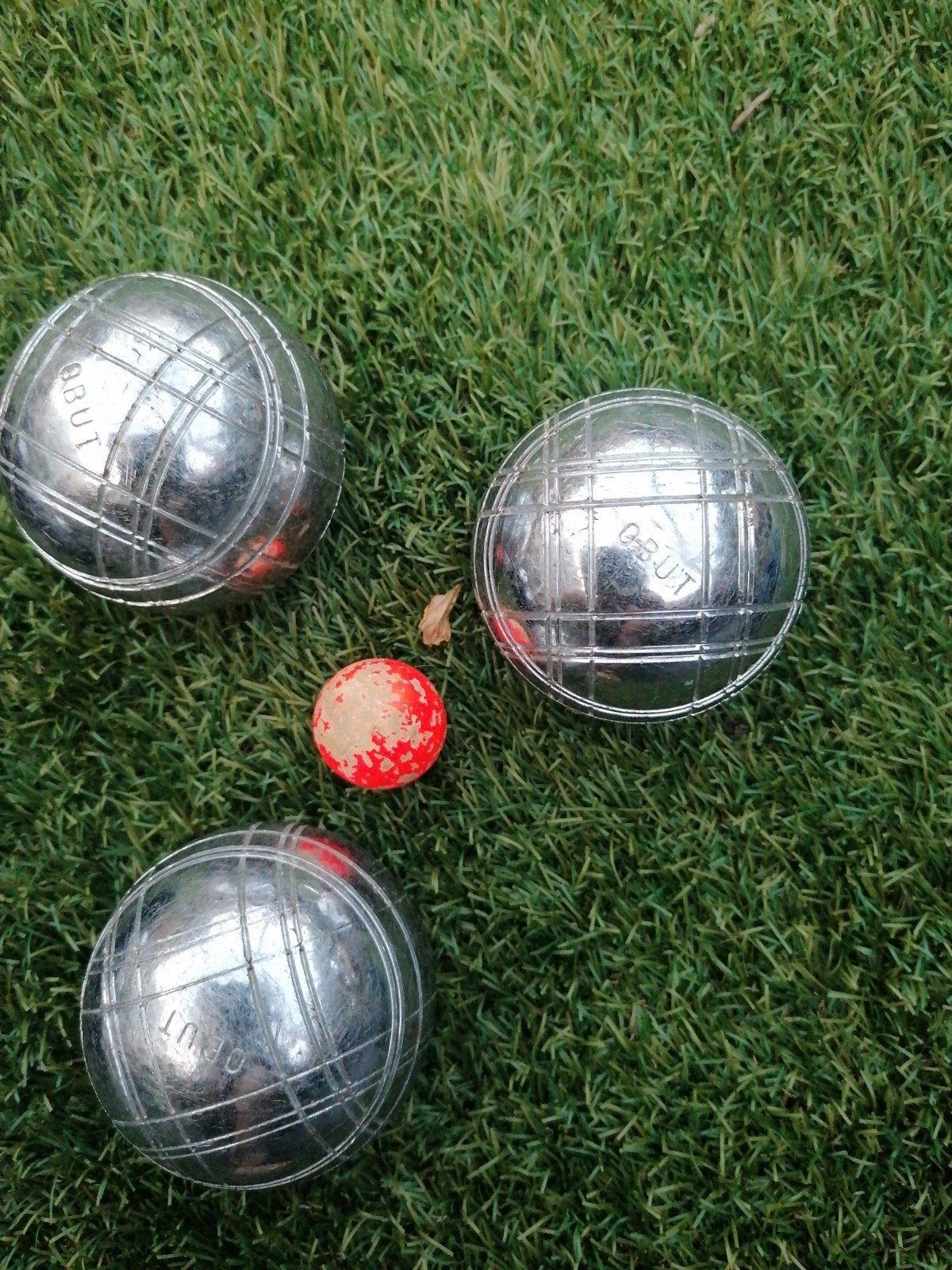 Obut Jeu de Boules set (3 ballen) met tasje - WE, Ophalen of Verzenden, Gebruikt