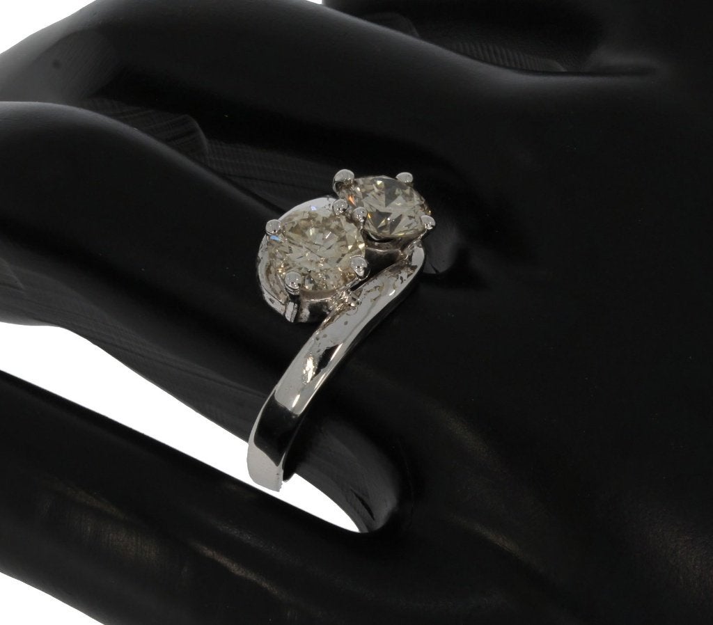 Bijzondere 2 grote diamanten vintage 14k ring goud briljant, Ophalen of Verzenden, Goud, Ring, Met edelsteen