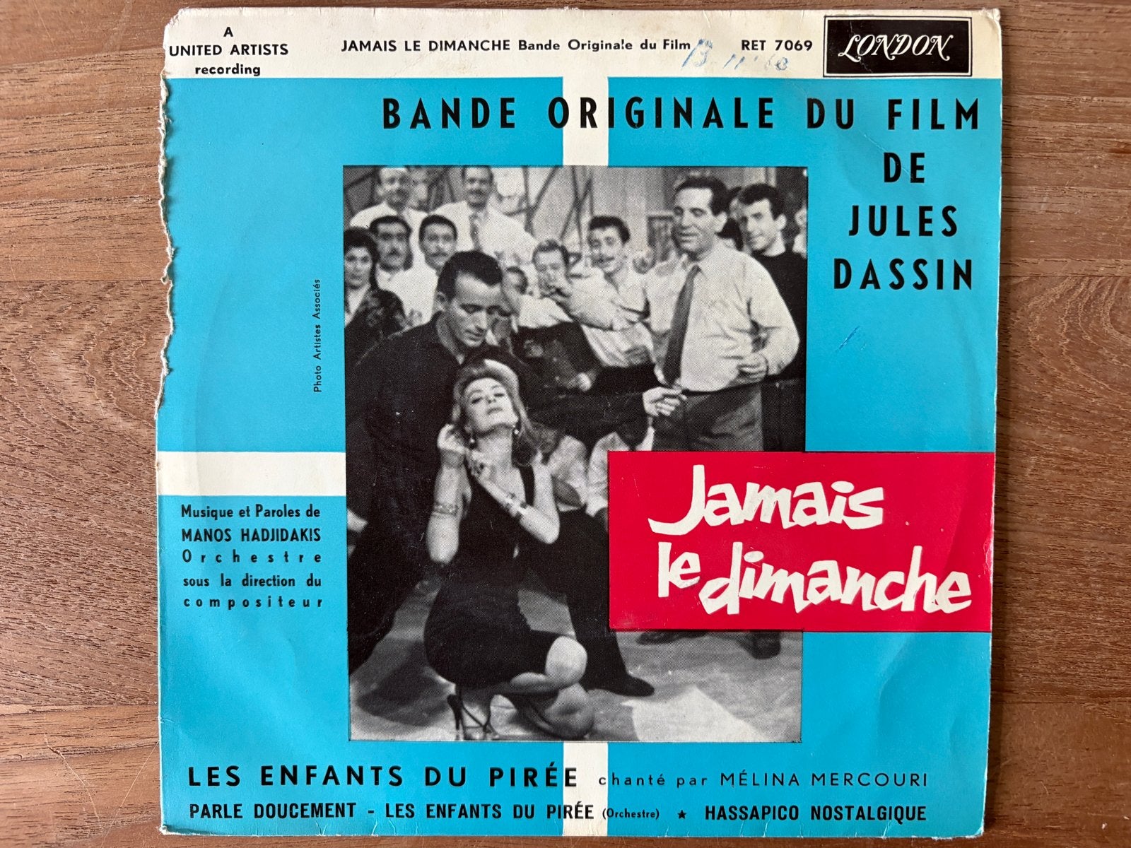 Jamais le Dimanche - Originele Soundtrack EP (1960) 038, Cd's en Dvd's, Gebruikt, Filmmuziek en Soundtracks, Originele persing