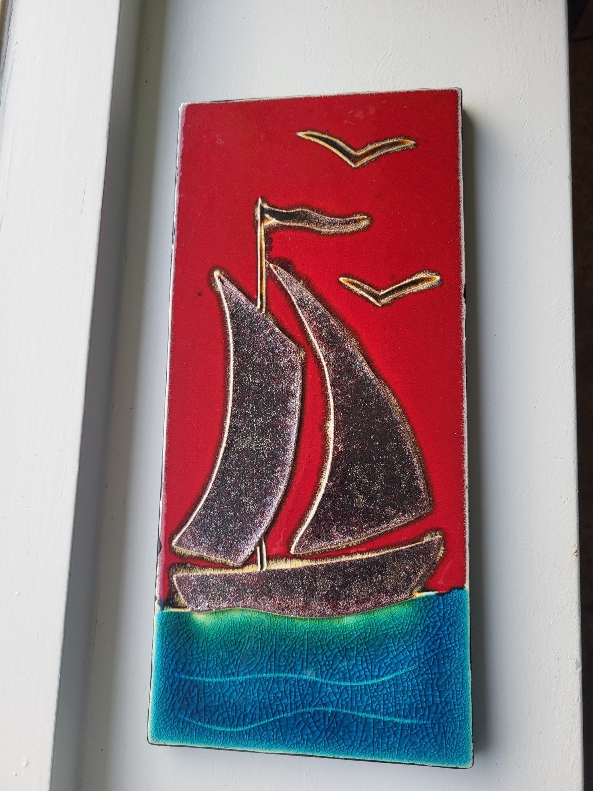 Scheepje op tegel, Antiek en Kunst, Ophalen of Verzenden