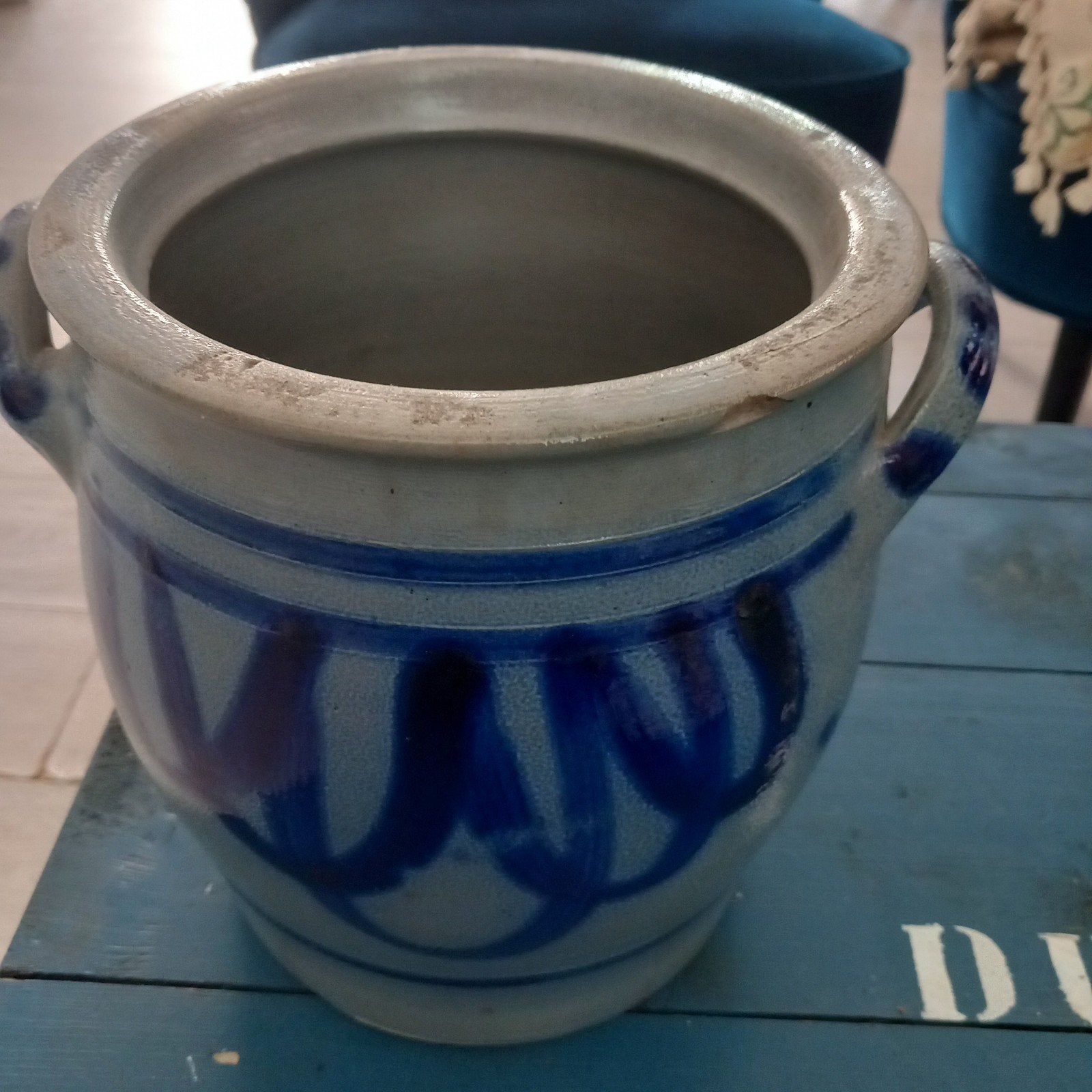 aardewerken Keulse  pot met blauwe decoratie, Ophalen of Verzenden