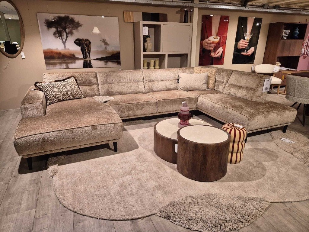 Sef bank van Sevn in u-opstelling (showroommodel), Hoekbank, Retro / Modern, Ophalen of Verzenden, Vierpersoons of meer