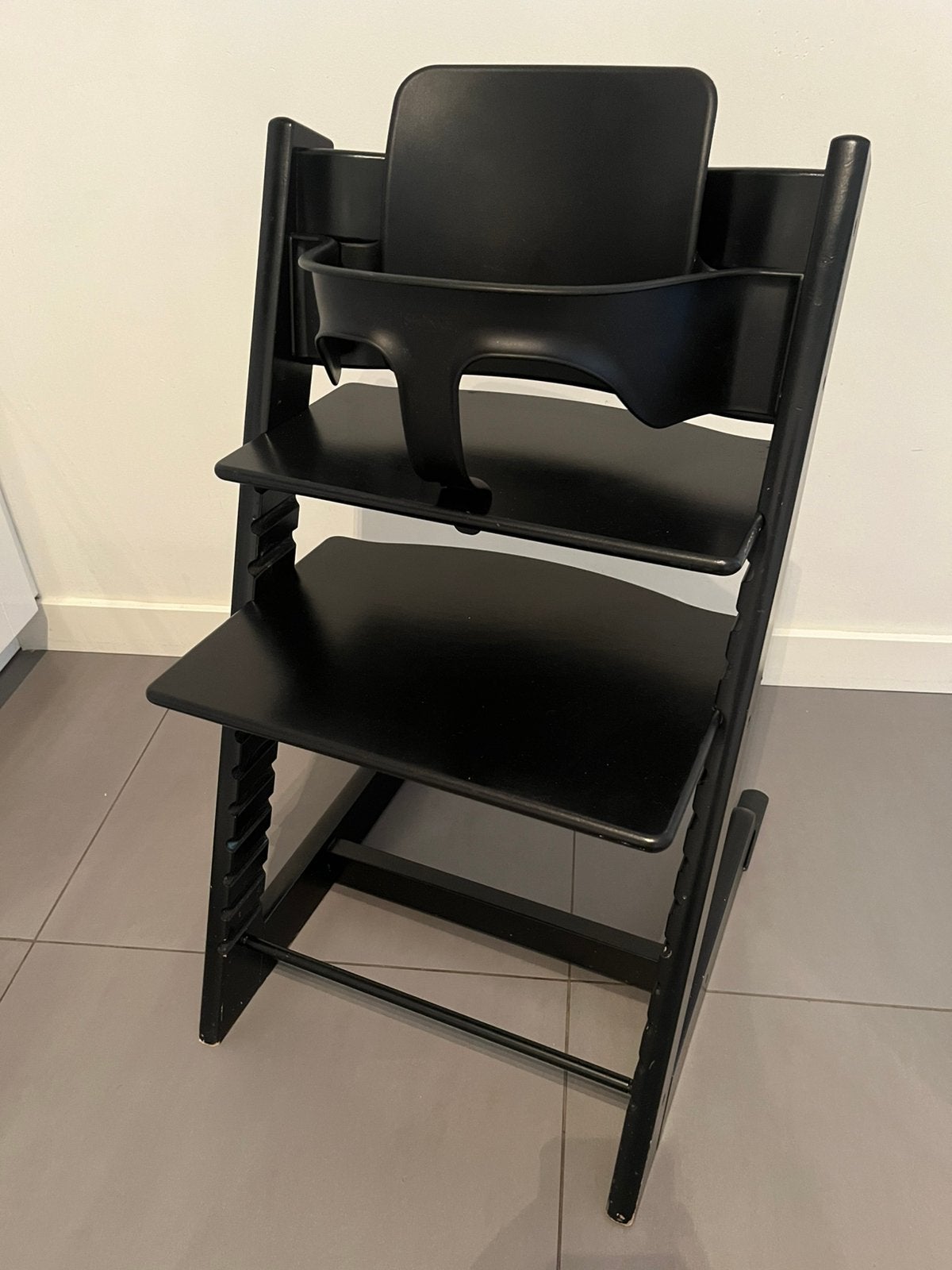 Stokke tripp trapp nieuwste model org zwart incl babyset, Ophalen, Gebruikt, Meegroeistoel