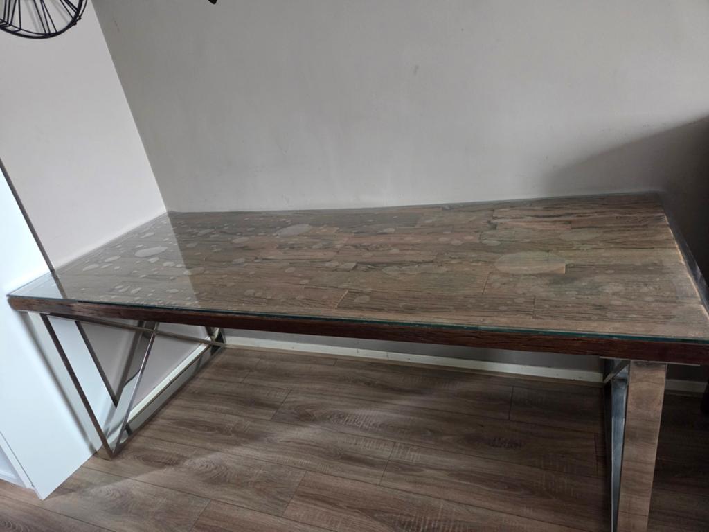 Eettafel sleeperwood, Ophalen, Rechthoekig, Glas, 50 tot 100 cm