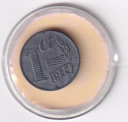 1 Cent 1944 Zeer Netjes Zink, Verzenden, Koningin Wilhelmina, 1 cent, Losse munt