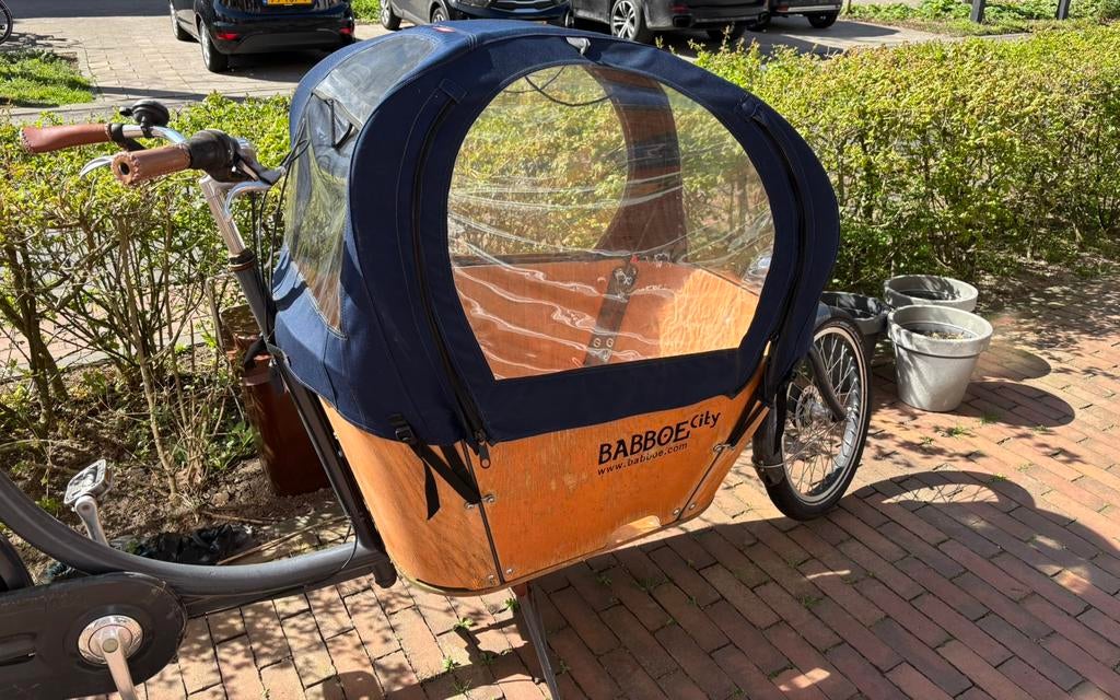 Babboe City regentent blauw, Fietsen en Brommers, Fietsen | Bakfietsen, Ophalen, Gebruikt, Goederen