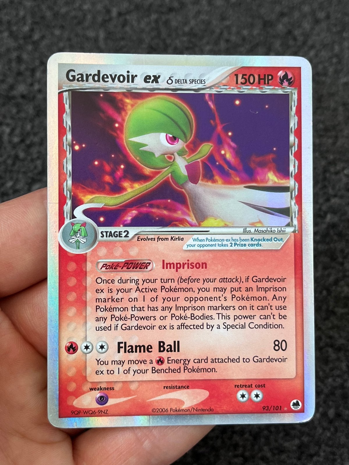 Pokémon Gardevoir ex holo #93 ex dragon frontiers - Good+, Ophalen of Verzenden, Zo goed als nieuw, Losse kaart, Foil