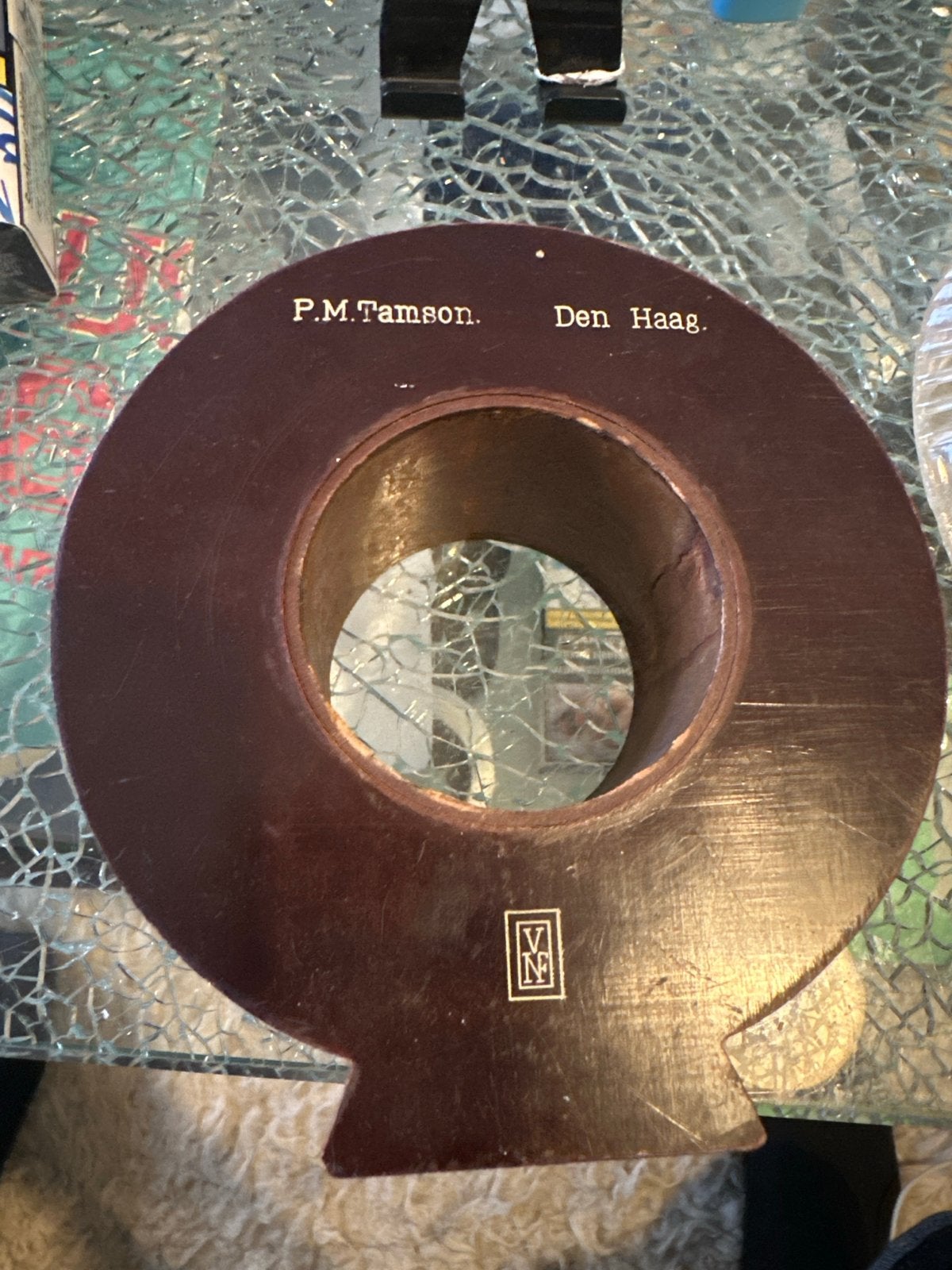 Antieke houten spoel van P.M. Tamson, Den Haag, Ophalen