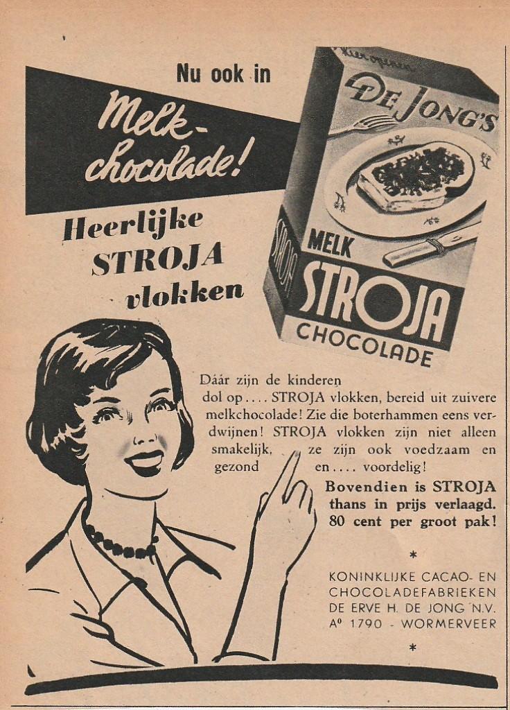 Retro reclame 1950 De Jong Stroja hagelslag heel smakelijk, Verzenden, Overige typen
