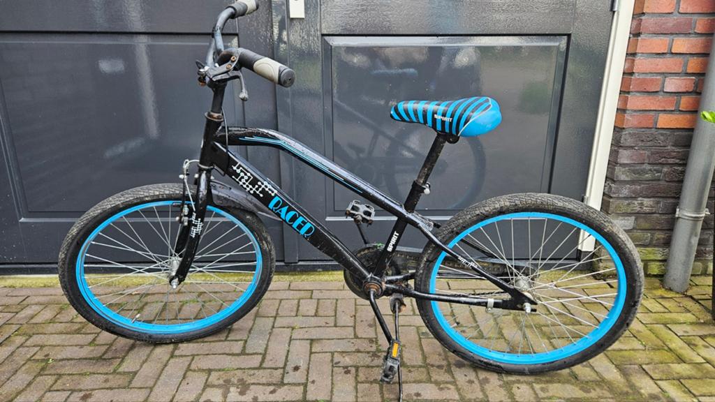 Crossfiets 22 inch - Zwart/Blauw, Ophalen, Gebruikt, Staal, Velgrem