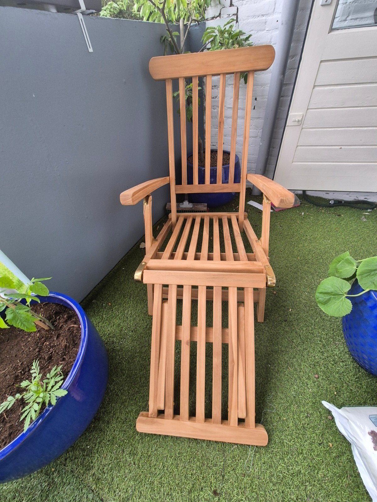 Teak houten deckchair ligstoel - leuning kapot - repareren, Tuin en Terras, Ophalen, Teakhout