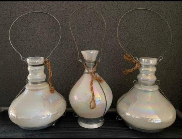 glazen windlichten/lantaarns (3 stuks) van LifeStyle, Ophalen, Wit, Overige materialen, Minder dan 25 cm