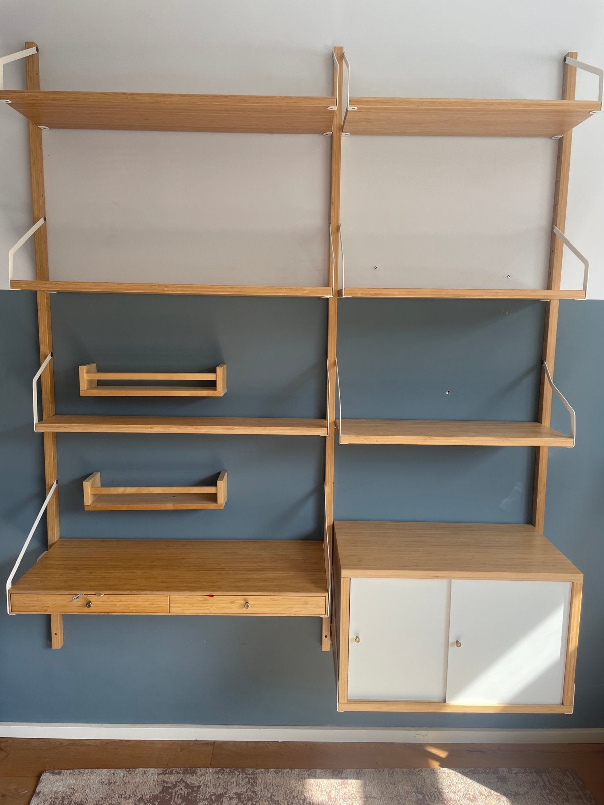 Modulair Bamboe Svalnas Ikea Wandsysteem met Bureau en Kast, Ophalen, 200 cm of meer, 150 tot 200 cm, Zo goed als nieuw