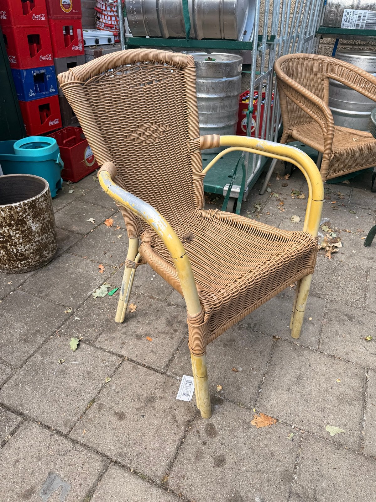 Rotan stoel frame - Gebruikt horeca terras, Huis en Inrichting, Stoelen, Ophalen, Gebruikt, Overige kleuren, Riet of Rotan