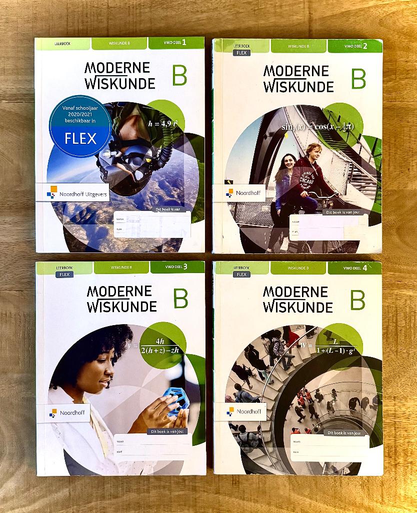 Moderne Wiskunde VWO B Deel 1, 2, 3, 4 Leerboeken 12e editie, VWO, Ophalen of Verzenden, Zo goed als nieuw, Wiskunde B