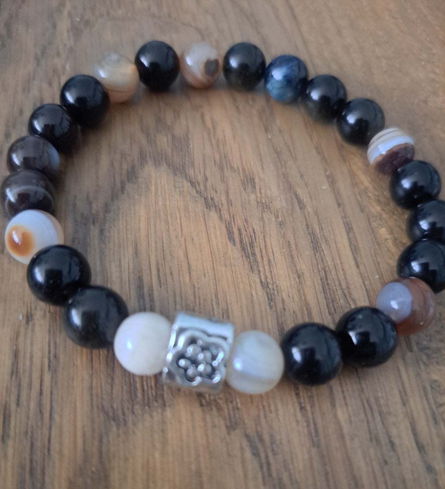 Natuurstenen herenarmband. Pols 18 cm, Ophalen of Verzenden, Nieuw, Overige materialen, Met bedels of kralen