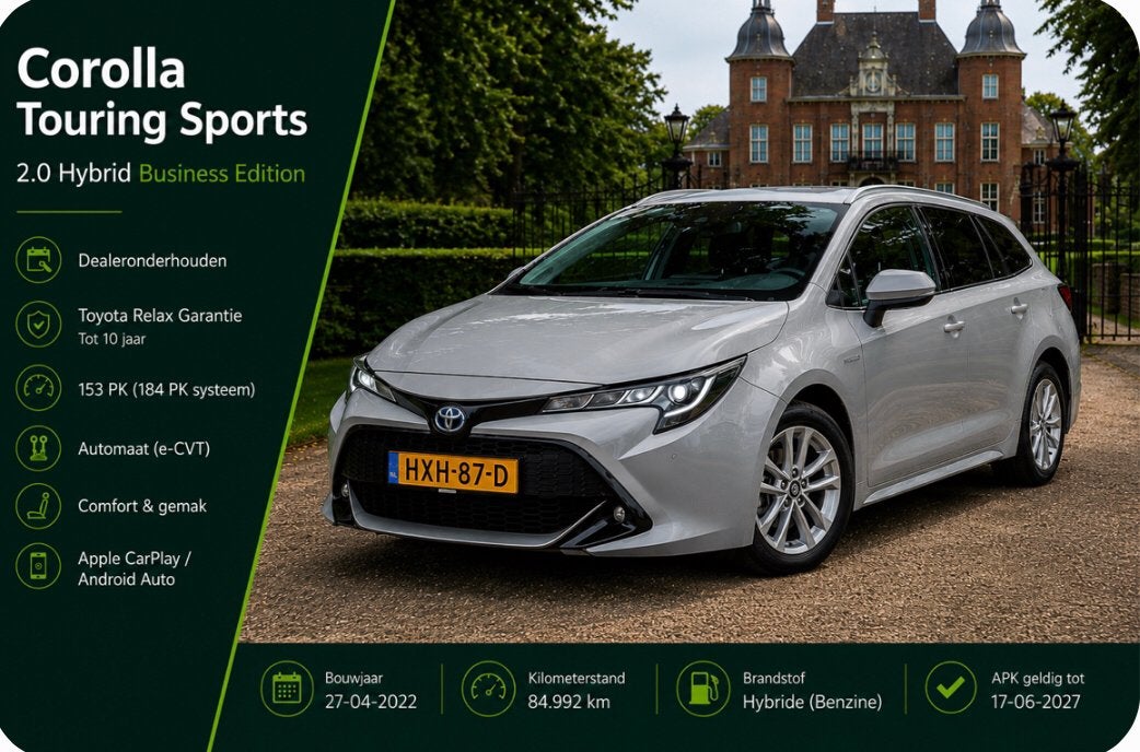 Toyota Corolla TS 2.0 Hybrid 184pk CVT 2022 Grijs, Auto's, 1345 kg, 450 kg, 750 kg, Stationwagon