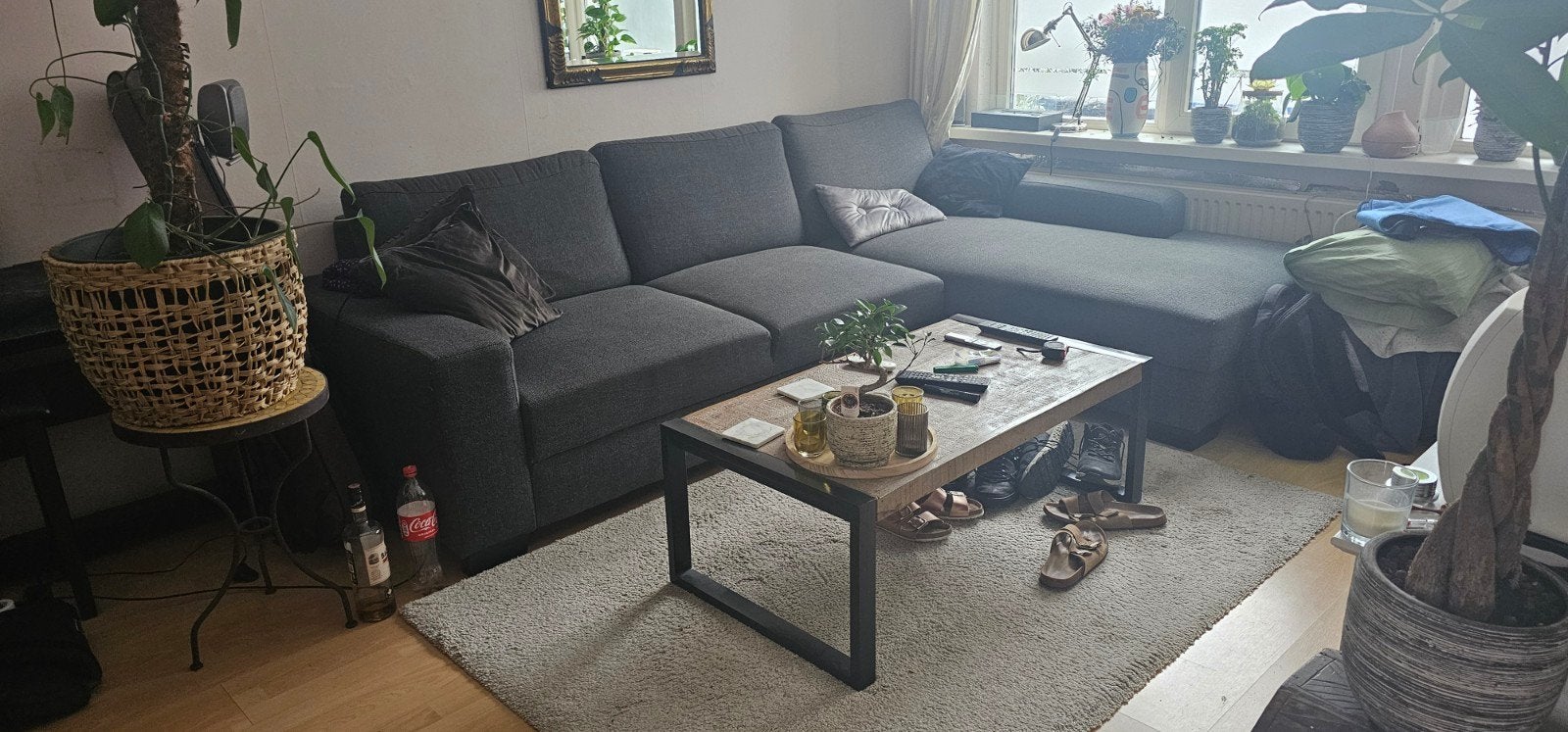 IKEA Sörvallen Hoekbank met longchair - Donkergrijs, 250 tot 300 cm, Gebruikt, Modern, Functioneel, Hoekbank
