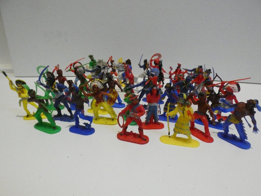 Te koop partij vintage plastic wild West figuren, W. Germany, Ophalen of Verzenden, Gebruikt