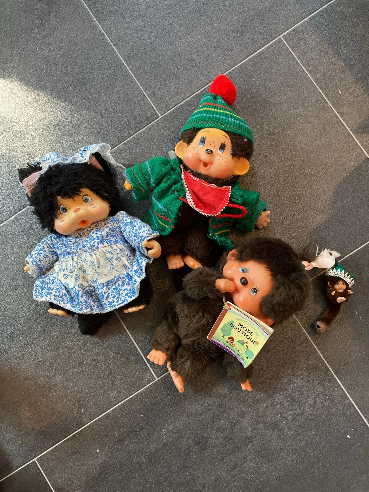 Vintage Monchhichi poppen - set van 3, Ophalen of Verzenden, Gebruikt, Overige typen