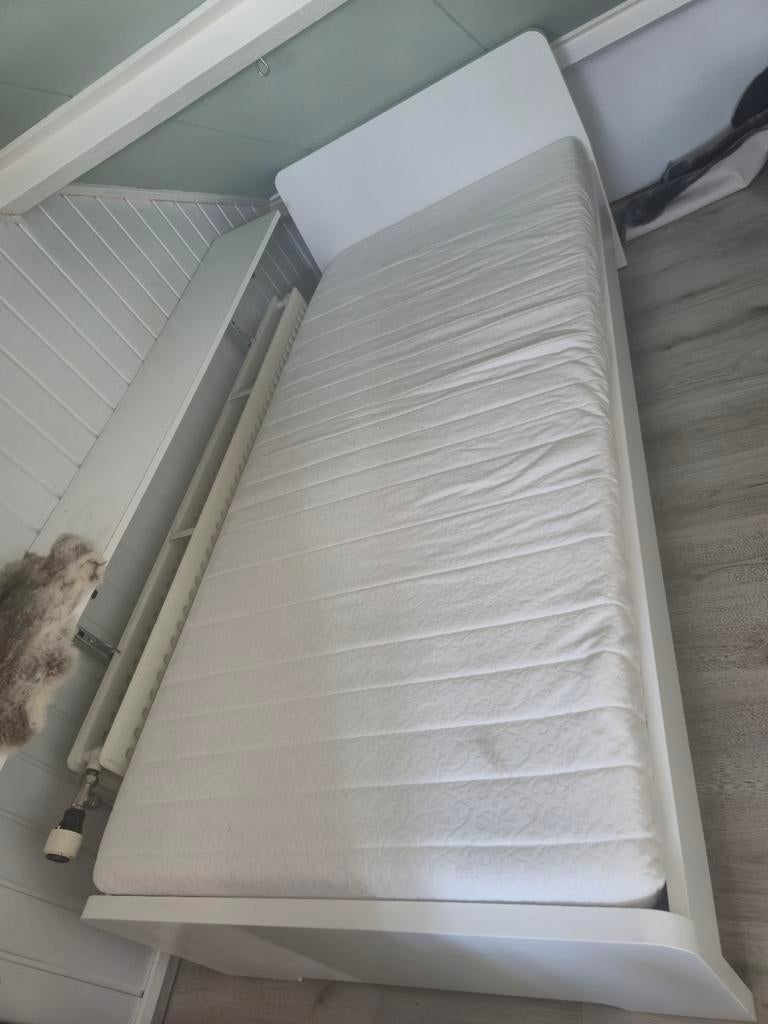 Eenpersoons bed ikea Askoll 90x200, Ophalen, 90 cm, Eenpersoons, Wit