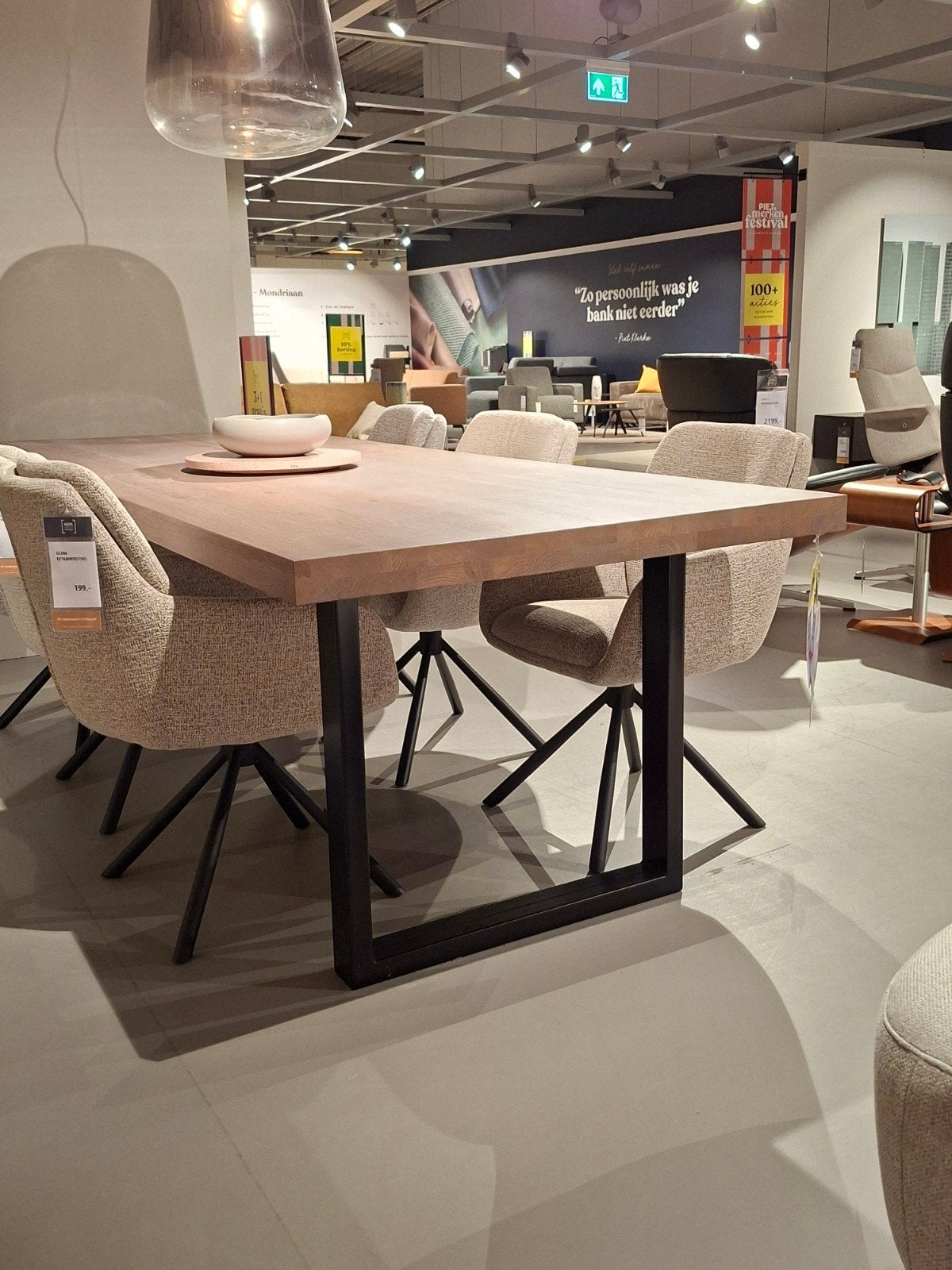 Showroommodel Eetkamertafel Linate eiken 240cm, Ophalen, Metaal, Rechthoekig, Nieuw