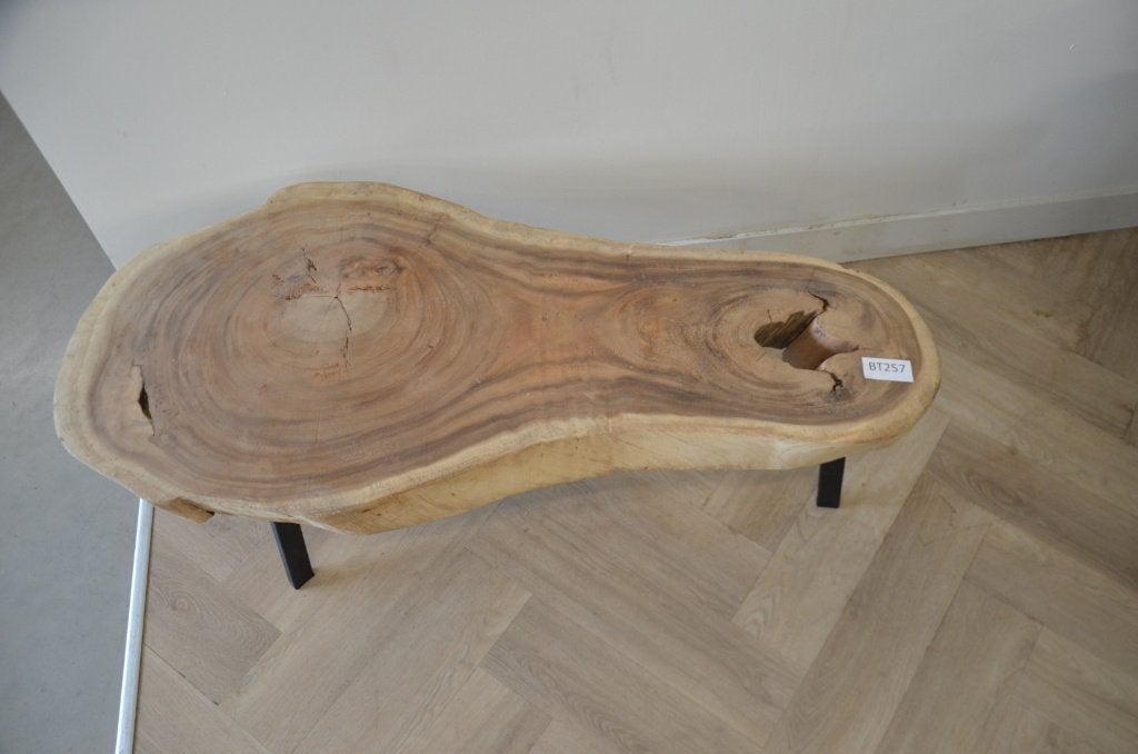 Ronde suar salontafel  125 - 30-60cm BT257, Overige houtsoorten, 100 tot 150 cm, Rond, Nieuw