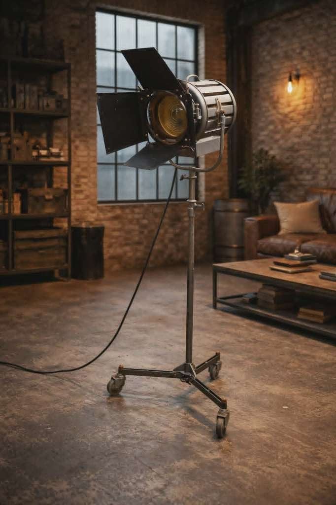 Industriële filmlamp, theaterspot Mole Richardson type 410., Ophalen, Gebruikt, ., Glas