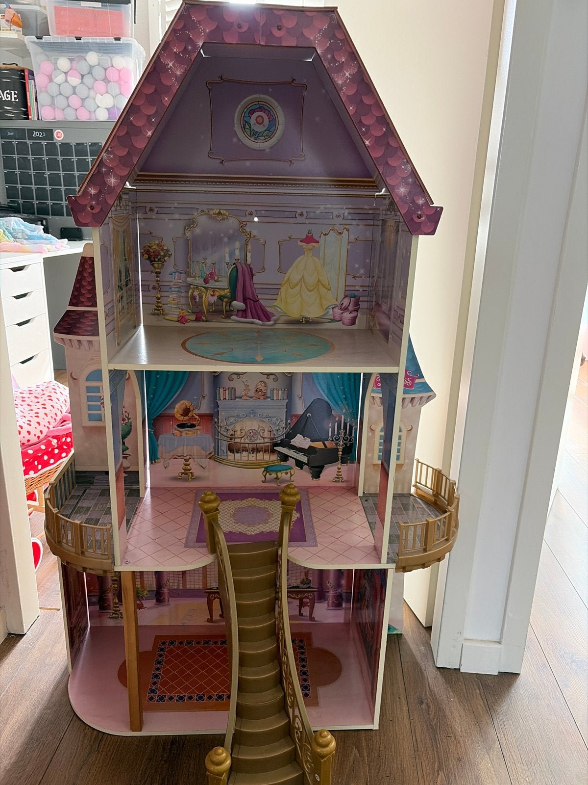 Groot Disney Prinsessen Kasteel Poppenhuis, Ophalen, Gebruikt, Poppenhuis